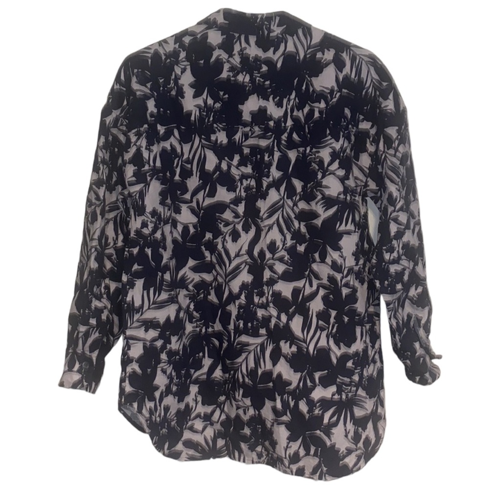 Pure Collection Leaf Pattern 100% Linen Shirt Top Size 4